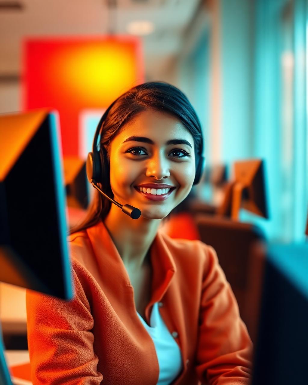 A Nagad customer support agent wearing a headset